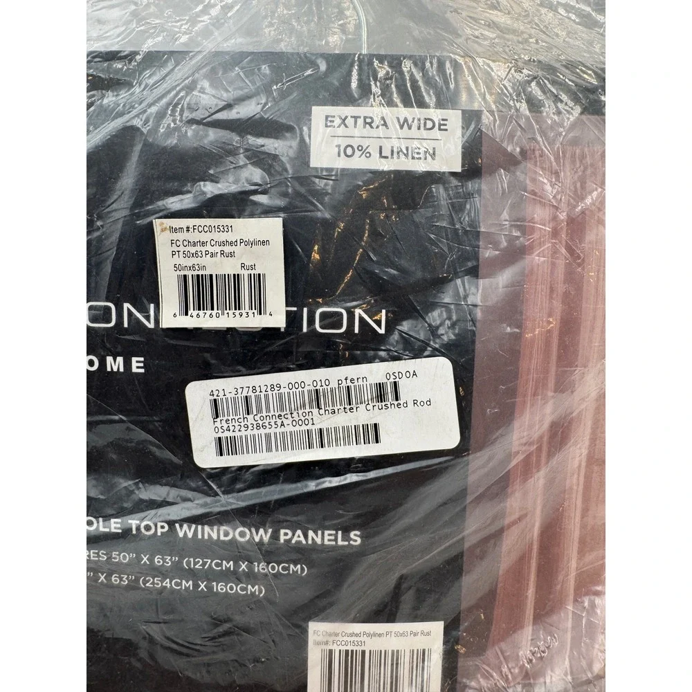 French Connection Home Charter Crushed Polylinen Curtains Rust 50x63 Pair